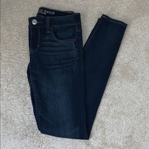 dark wash AE skinny jeans